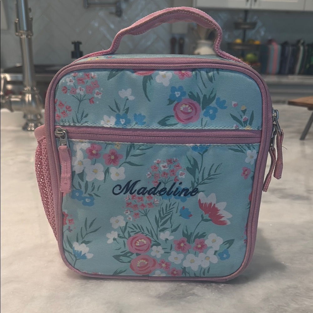 Pottery Barn Kids Floral Lunch Bag - Pink and Blue